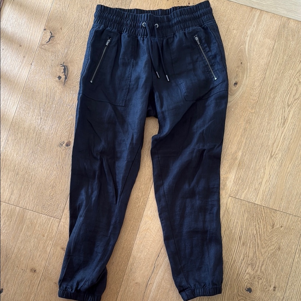 Athleta Black Linen 288086 Jogger Pants